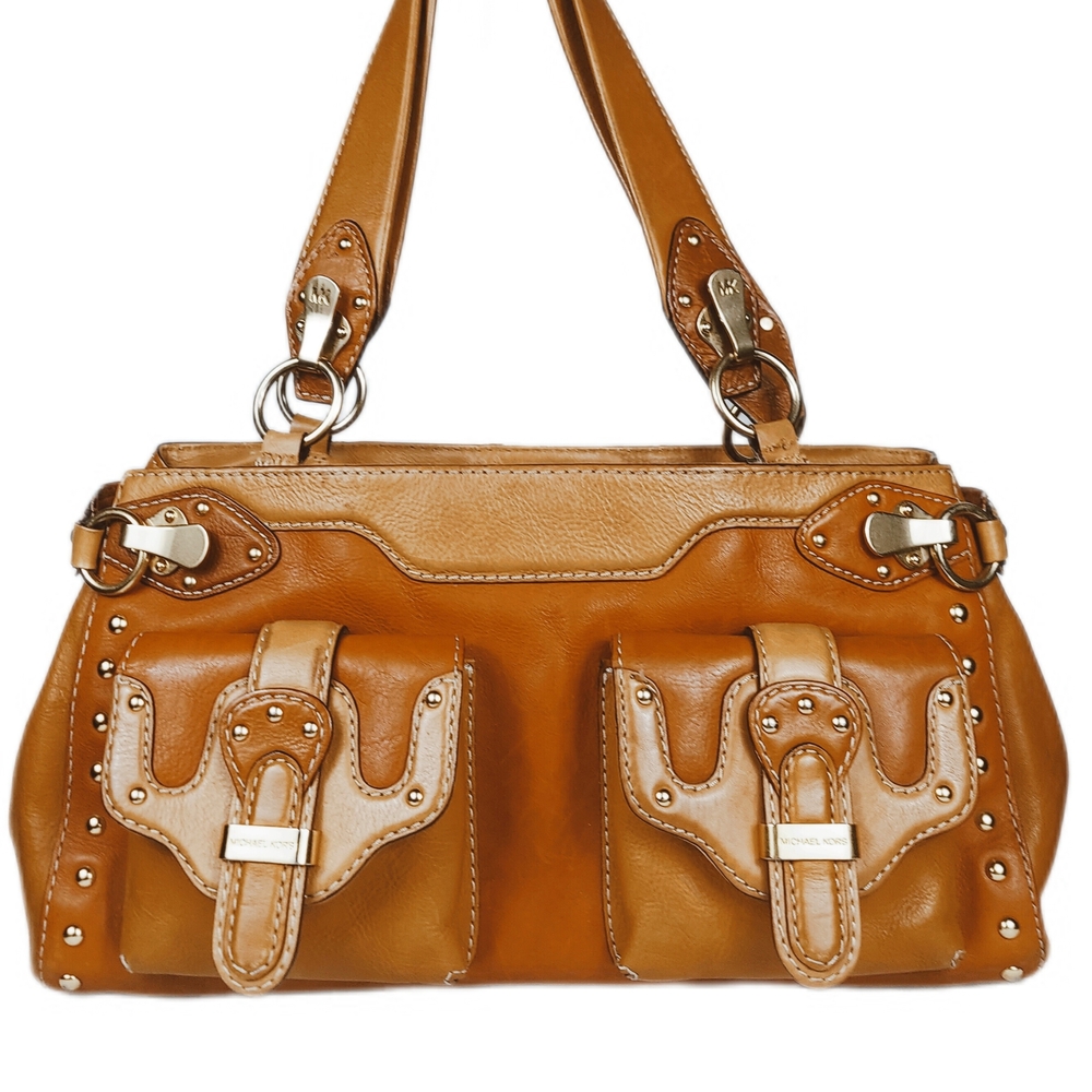 MICHAEL KORS Iconic Vintage Satchel w/Studs and Block Color Accents